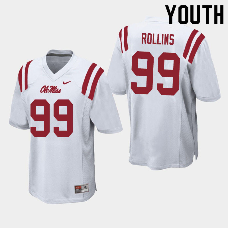 DeSanto Rollins Ole Miss Rebels NCAA Youth White #99 Stitched Limited College Football Jersey HNO0258OL